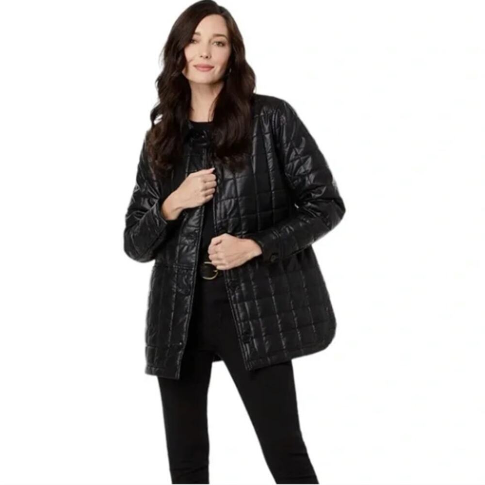 Sam Edelman Faux Leather Jacket Small Quilted Liner Chore Barn‎ Minimal NEW $180